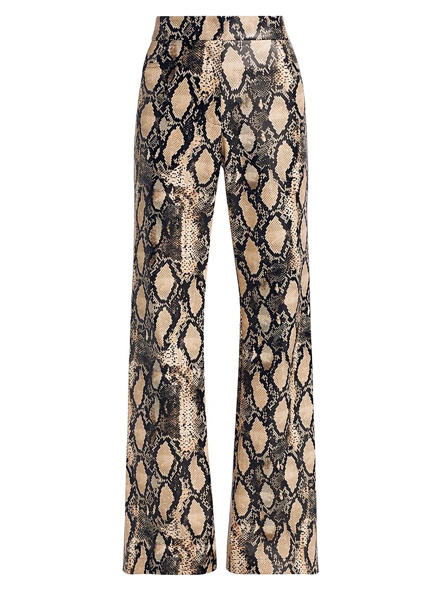 Women's Gaia Snakeskin-Embossed Vegan Leather Pants - Python - Size 14
