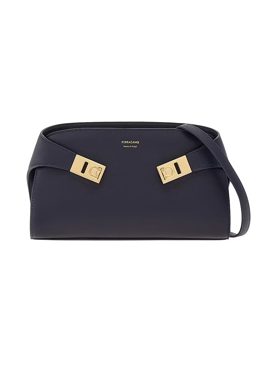 Women's Gancini Leather Shoulder Bag - Navy