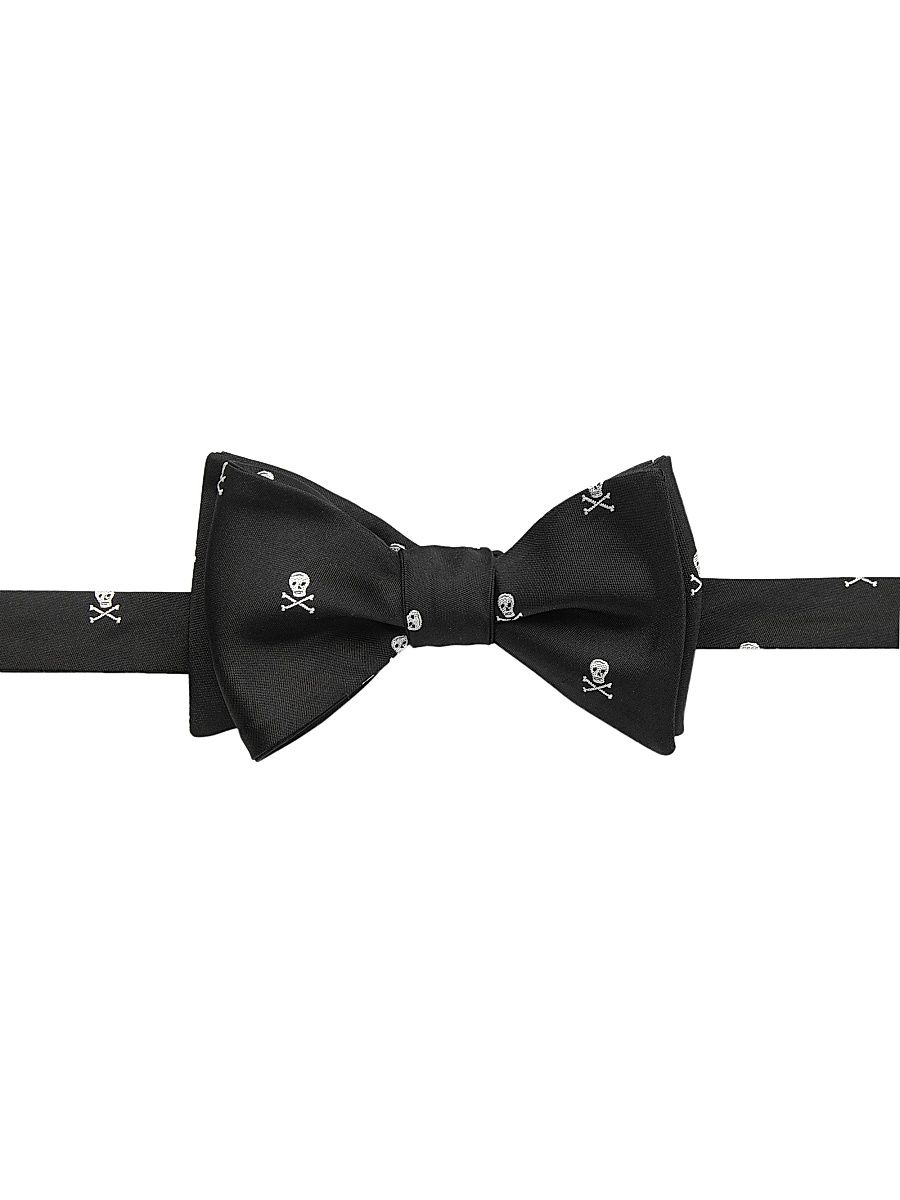 Men's Skull & Crossbones Bow Tie - Black White
