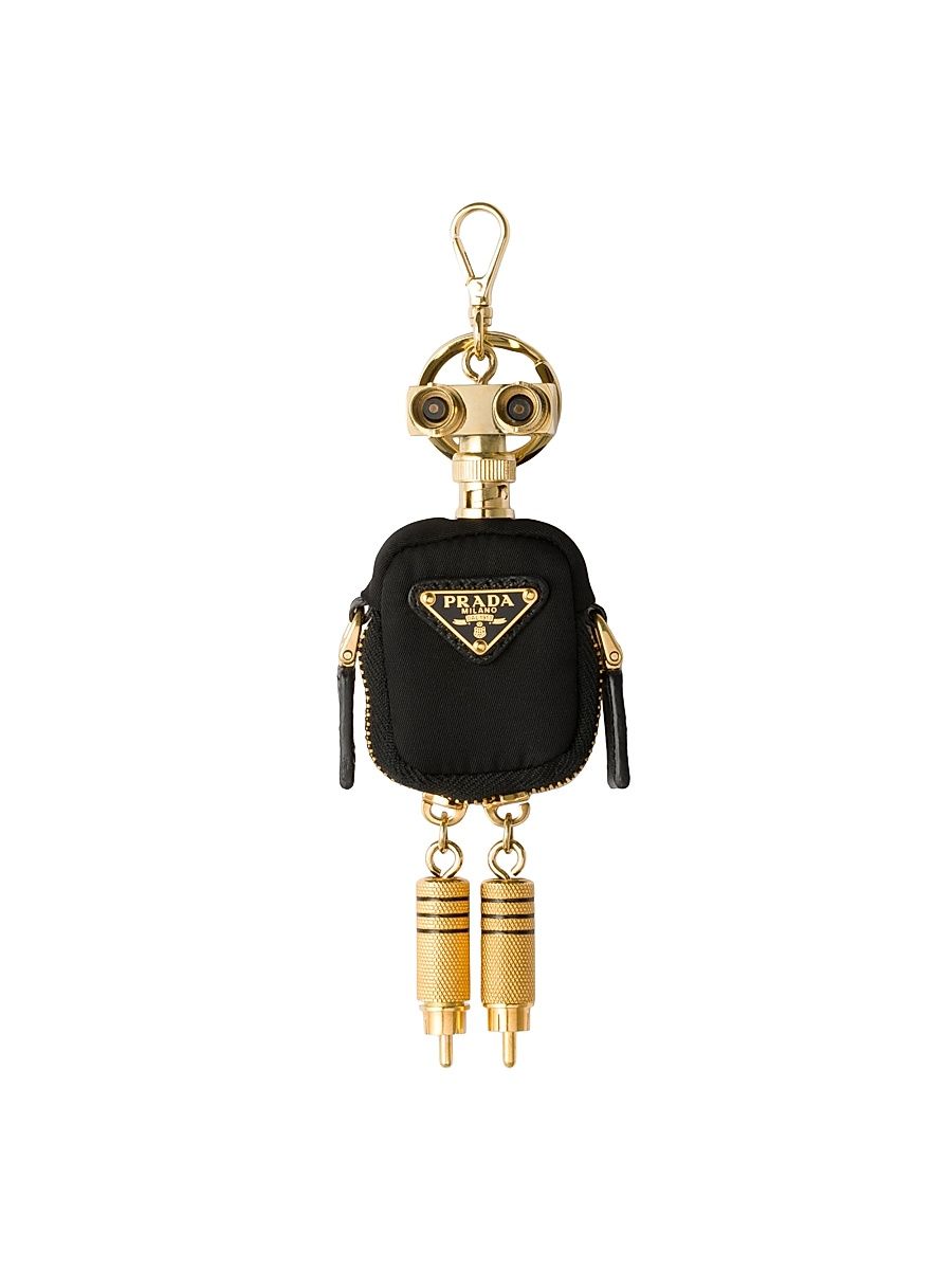 Women's Re-Nylon Robot Bag Charm - Black