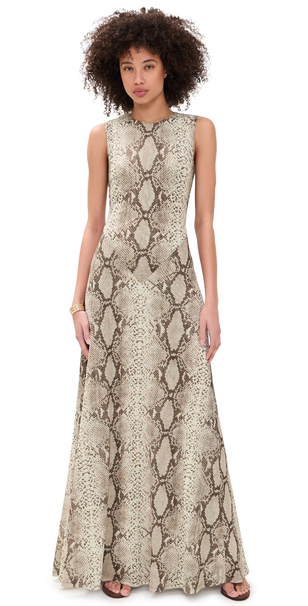 Ronny Kobo Uzina Python Dress Snake Print Natural Multi L