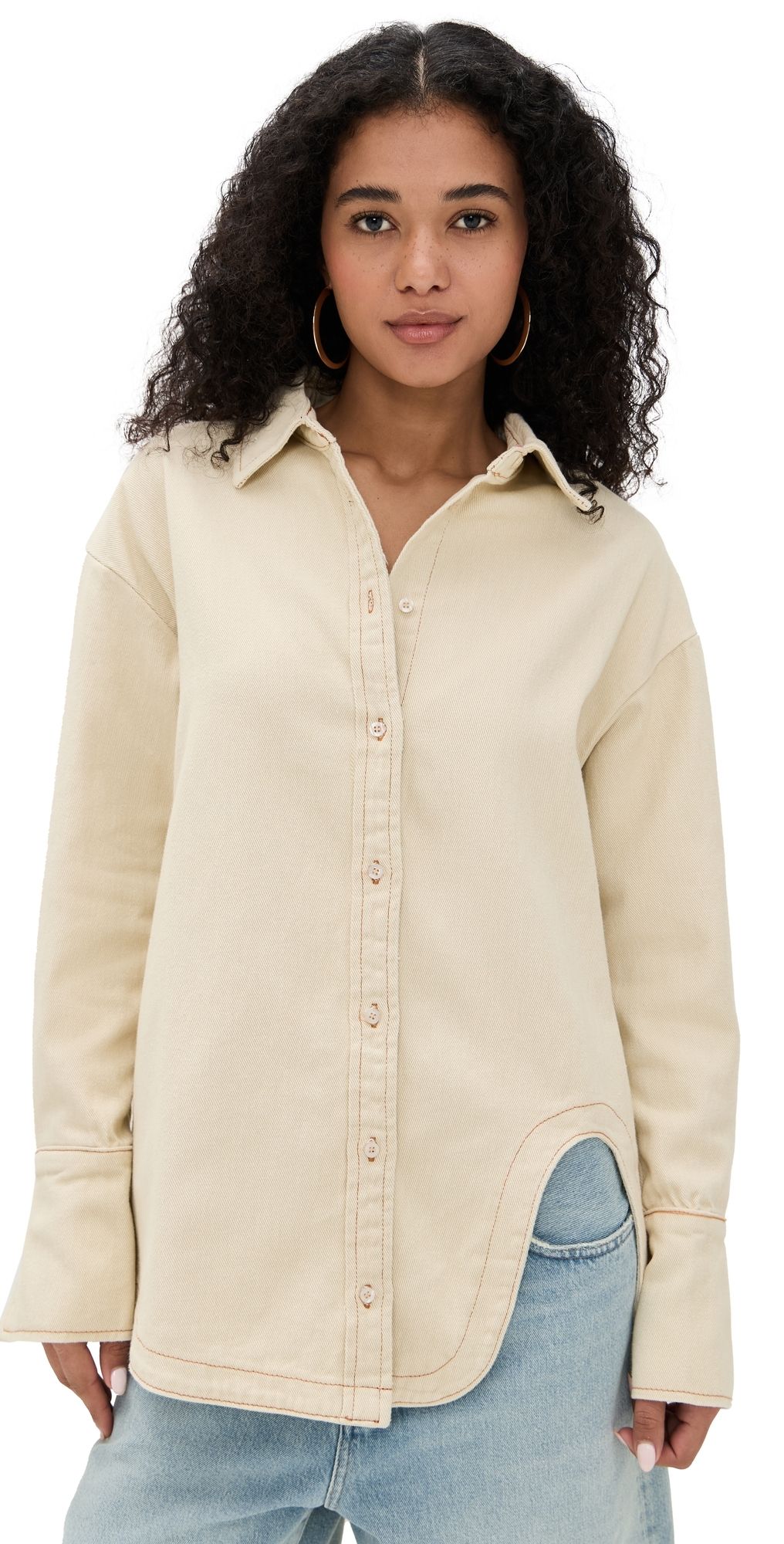 Lioness Off Duty Denim Shirt Ecru M