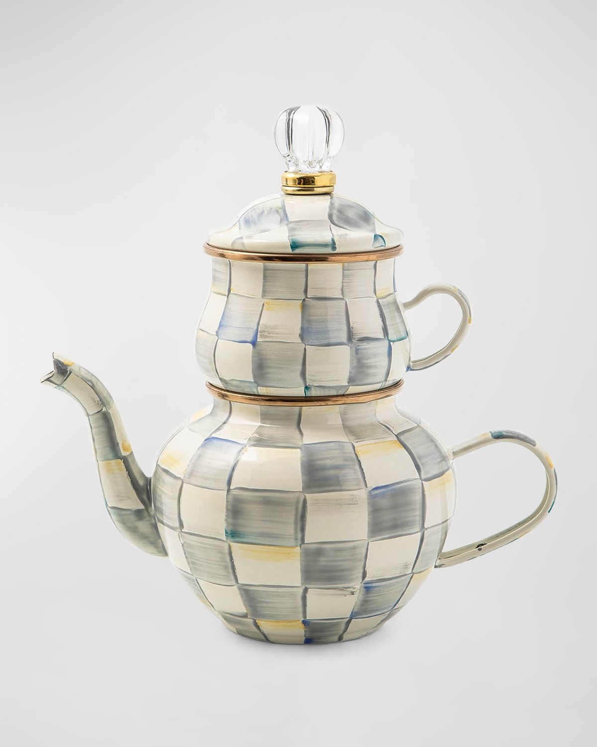 Sterling Check Enamel High Tea