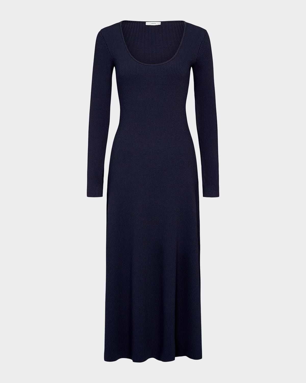 Long-Sleeve Rib-Knit Midi Dress