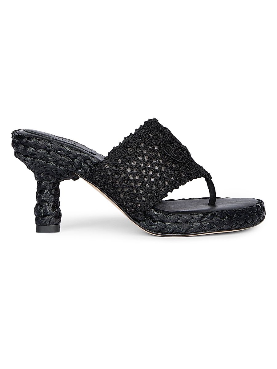 Women's Isla Woven Thong Sandals - Black - Size 9
