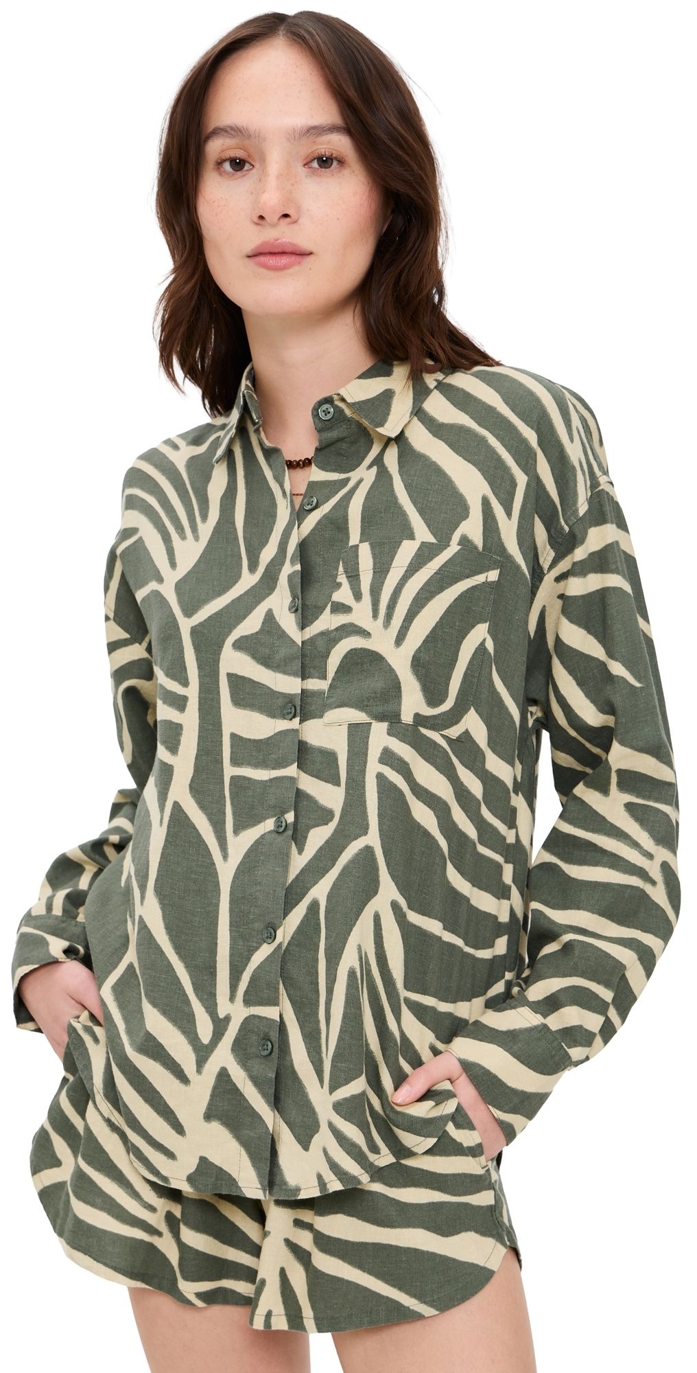 Z Supply Alfie Tova Button Down Tea Leaf L