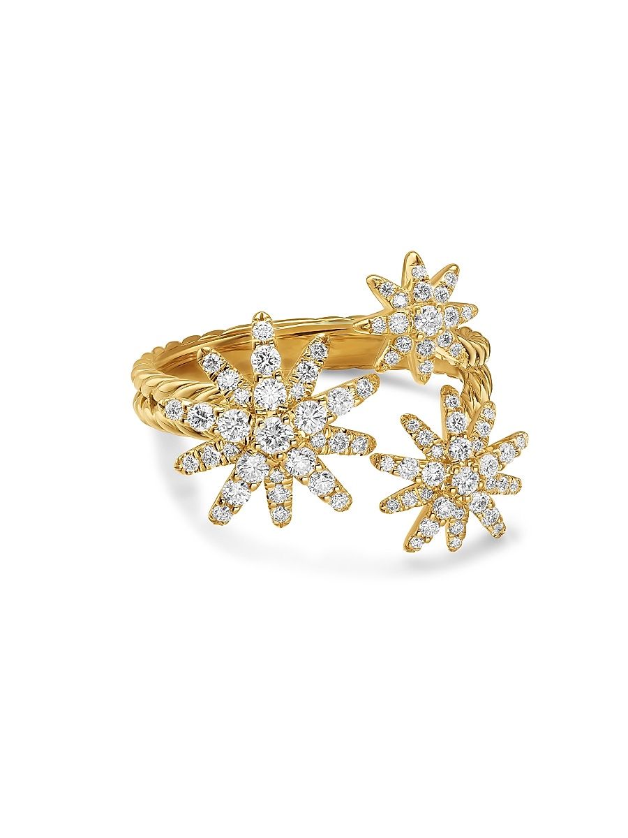 Women's Starburst Multi Star Ring in 18K Yellow Gold - Diamond - Size 7