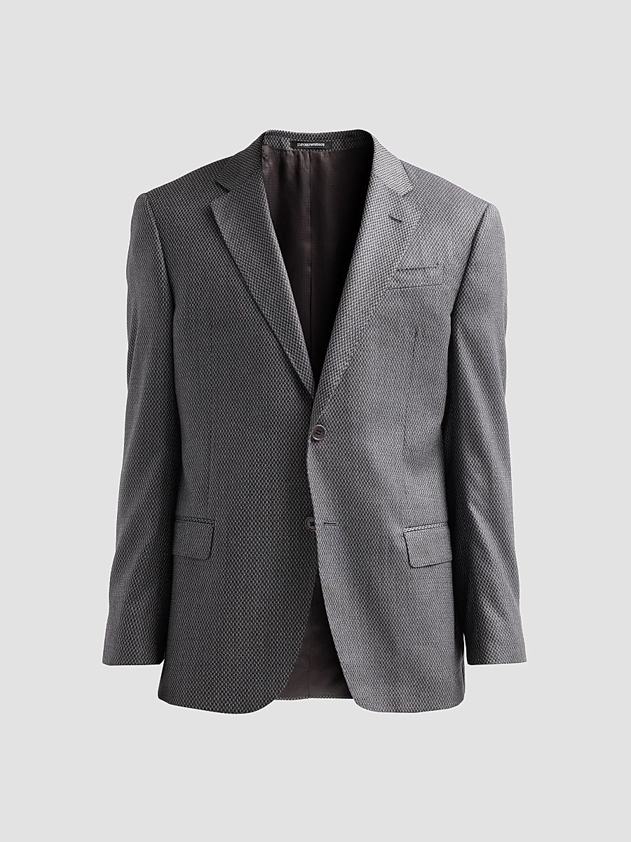Men's Texture Diamond Wool Sport Coat - Solid Medium Grey - Size 50