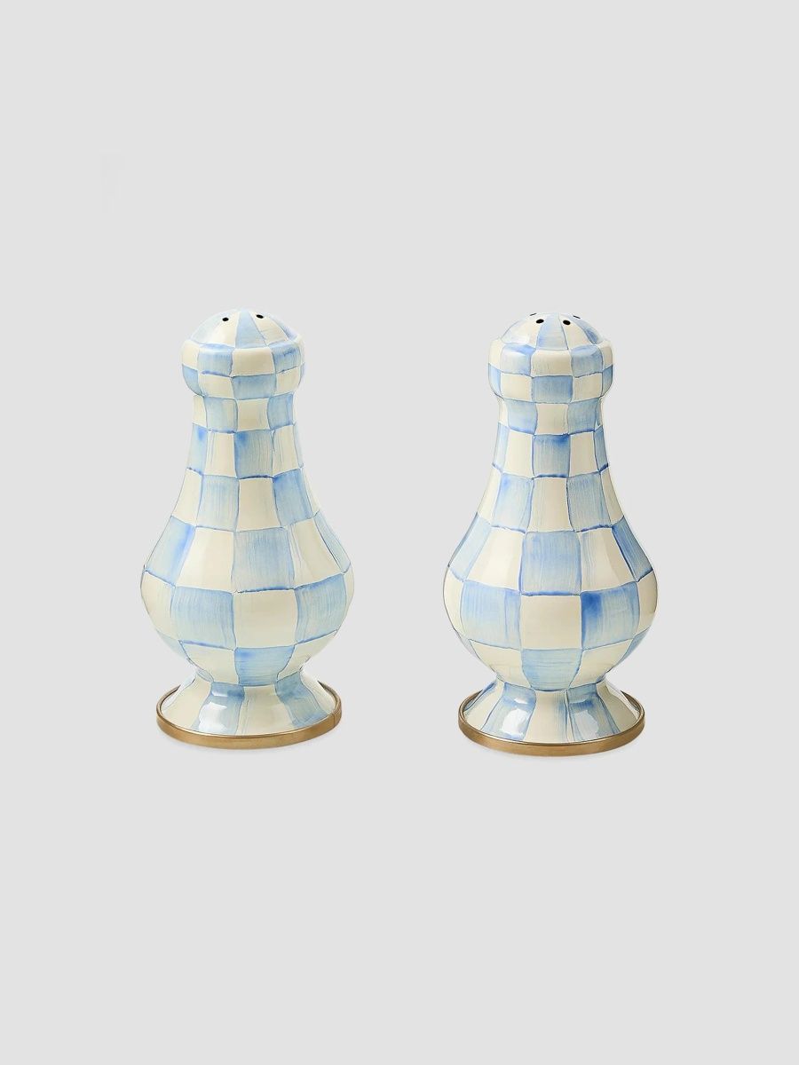 MacKenzie-Childs Sky Check Enamel Salt & Pepper Shakers