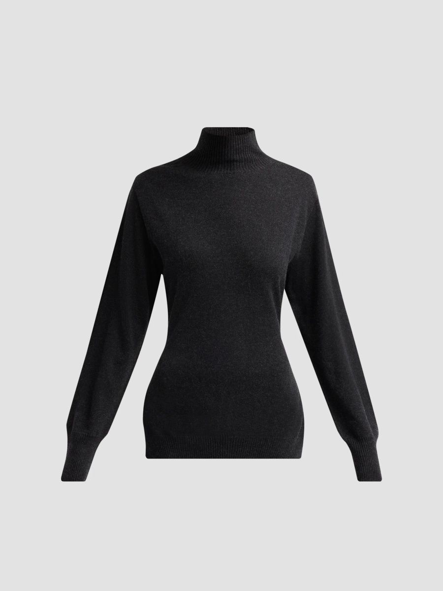 Issey Miyake Women's Back-Tie Cutout Silk-Cashmere Knit Top - Charcoal - Size XS