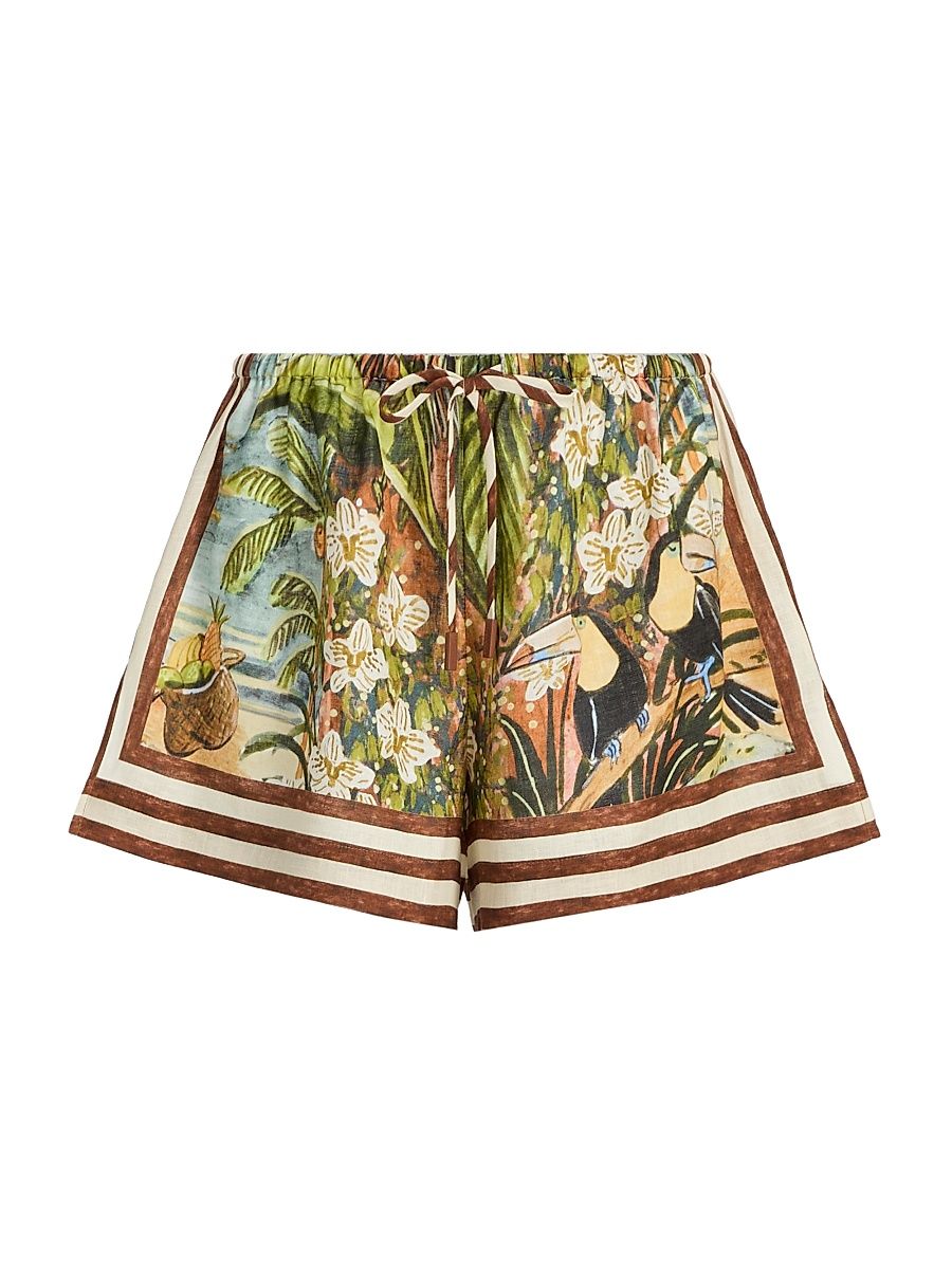 Women's Toucan Tango Printed Linen Shorts - Size 8