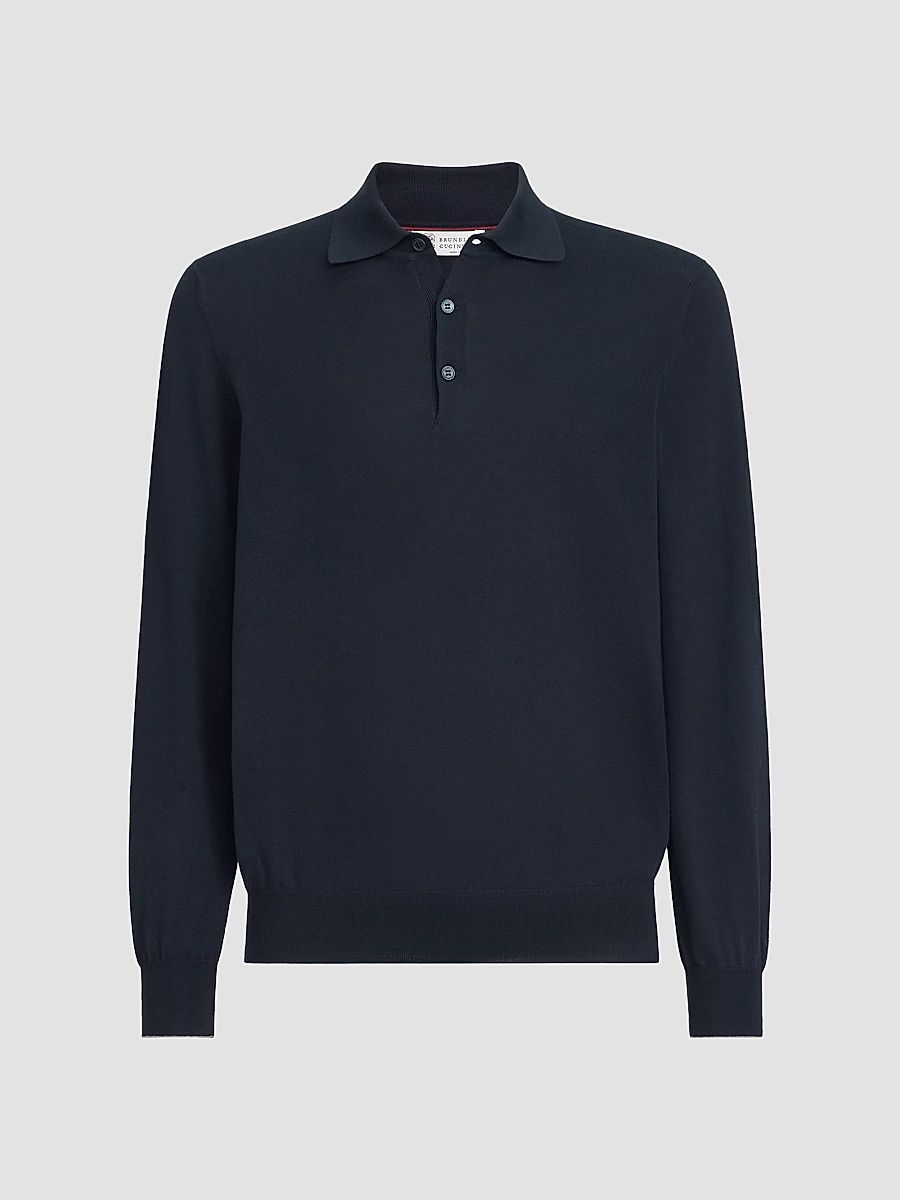 Men's Cotton Lightweight Knit Polo Shirt - Navy Blue - Size 34