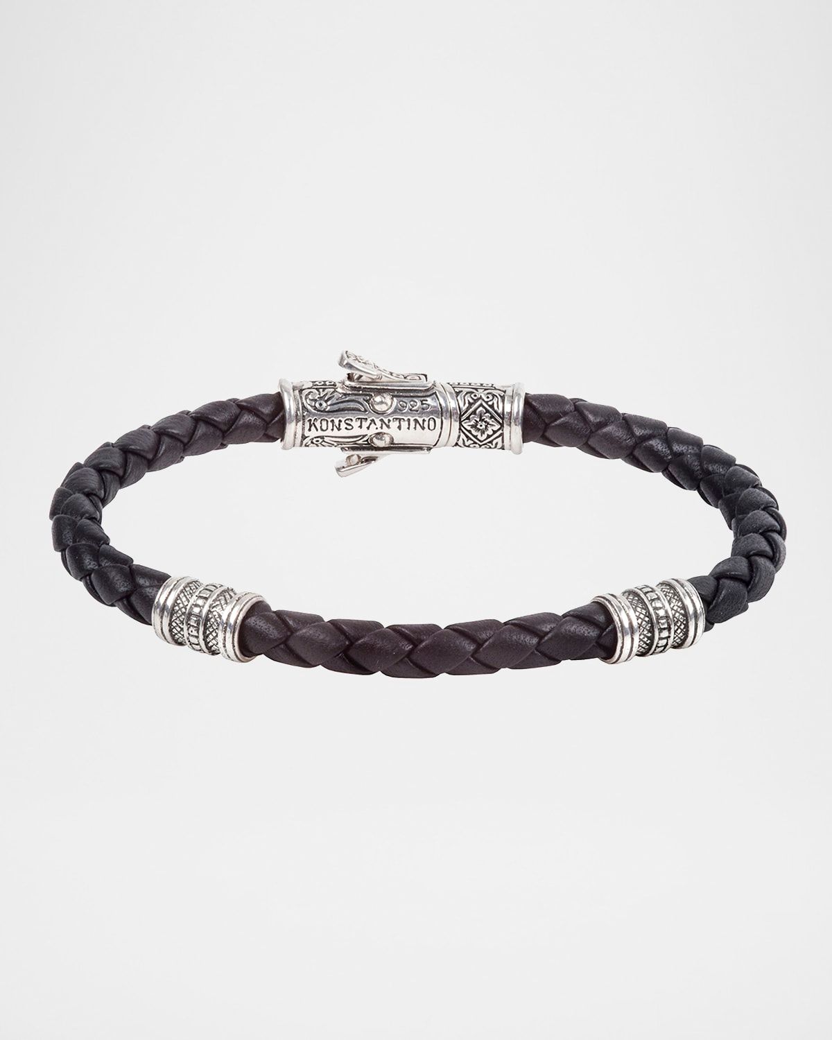 Sterling Silver Braided Leather Bracelet