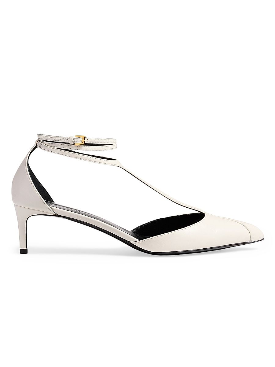 Women's Mia 45MM Leather T-Strap Pumps - Optic White - Size 10.5