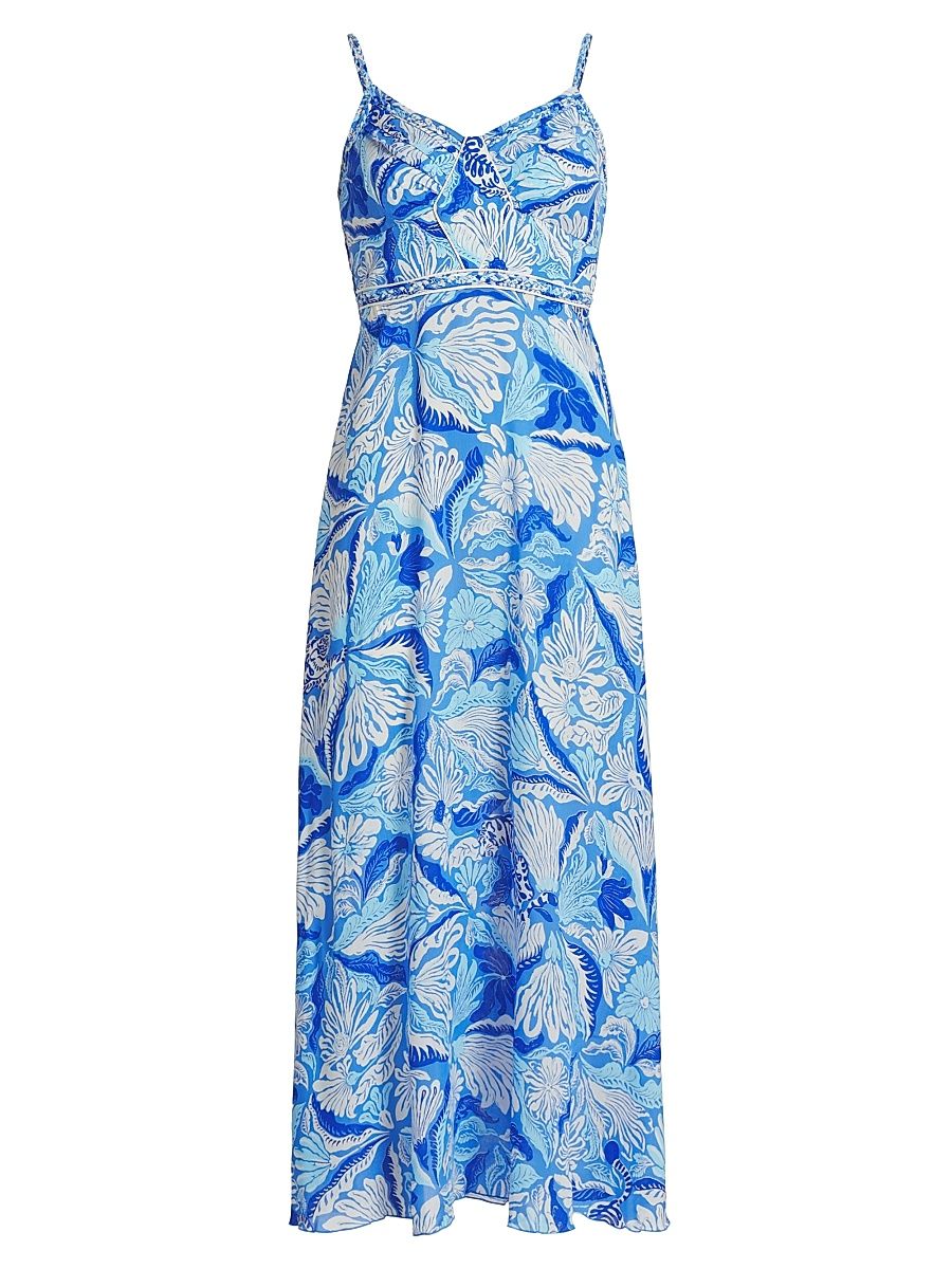 Women's Cara Floral V-Neck Maxi Dress - Blue Tiger Lily - Size XS