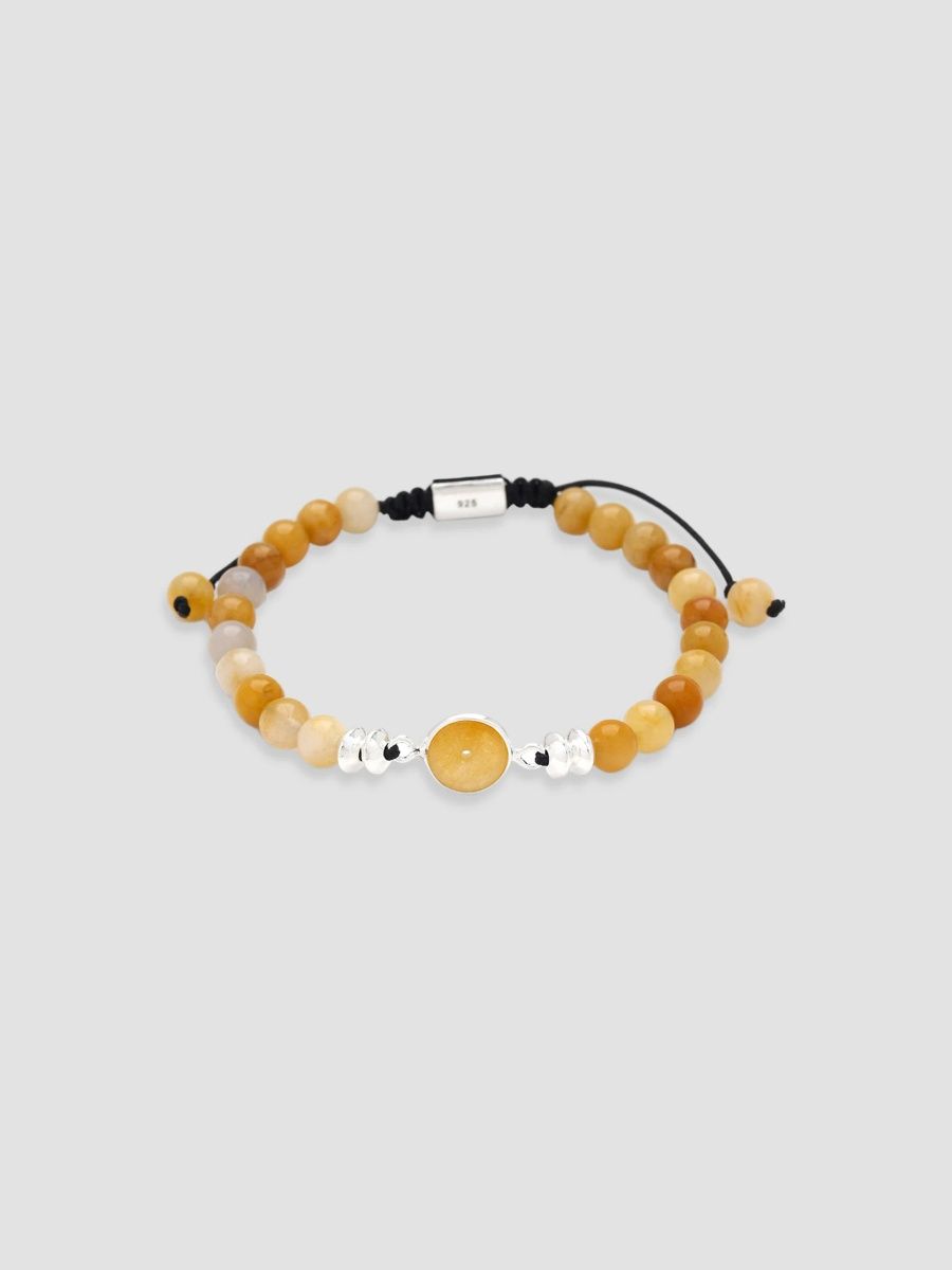 Jan Leslie Men's Yellow Jade & Brass-Plated Sterling Silver Beaded Bracelet - Yellow Jade