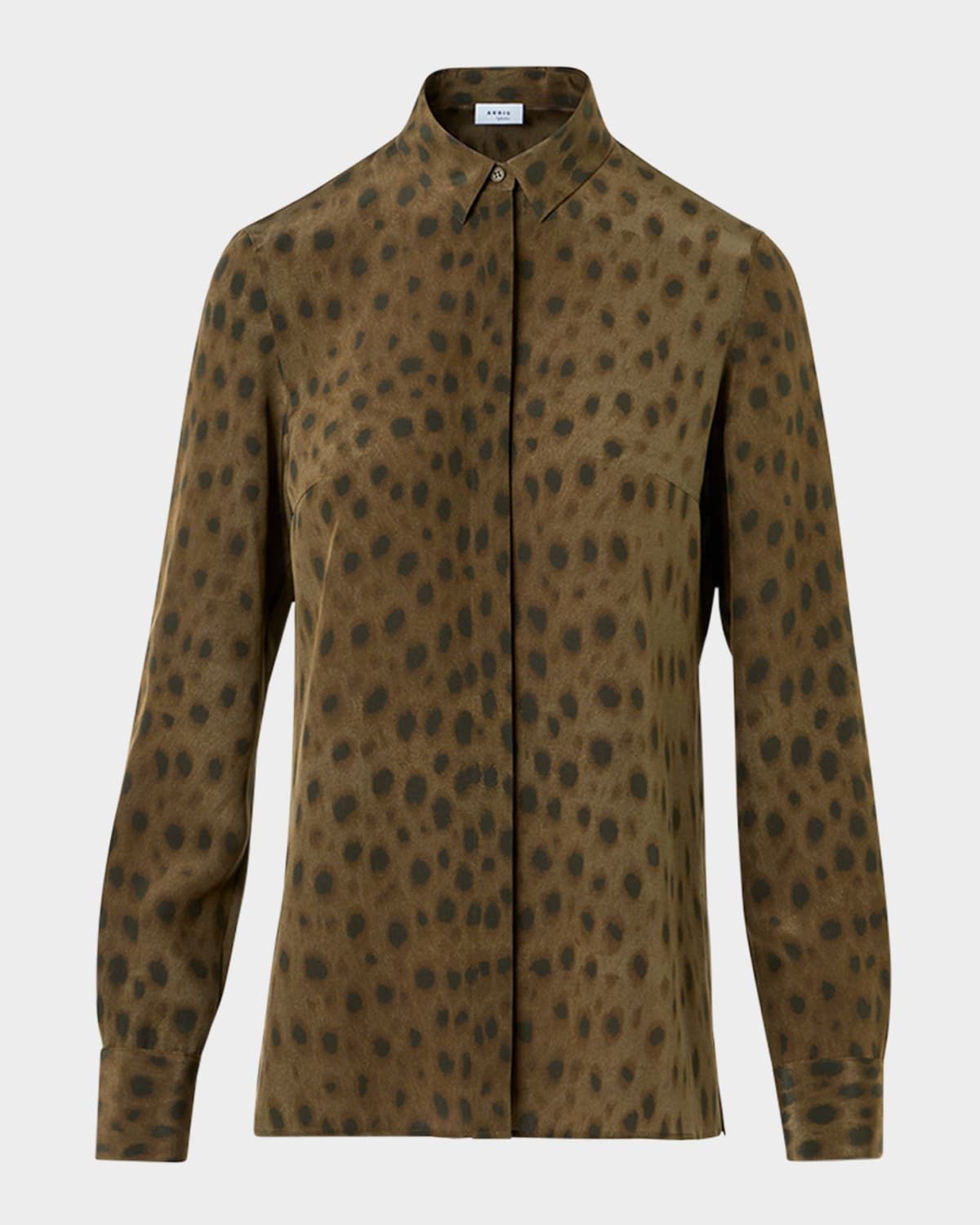 Leopard-Print Silk Crepe De Chine Blouse