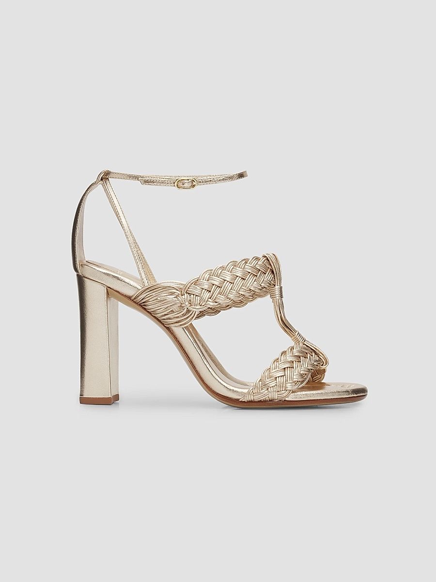 Alexandre Birman Women's Thalia 90MM Braided Strap Block Heel Sandals - Golden - Size 12