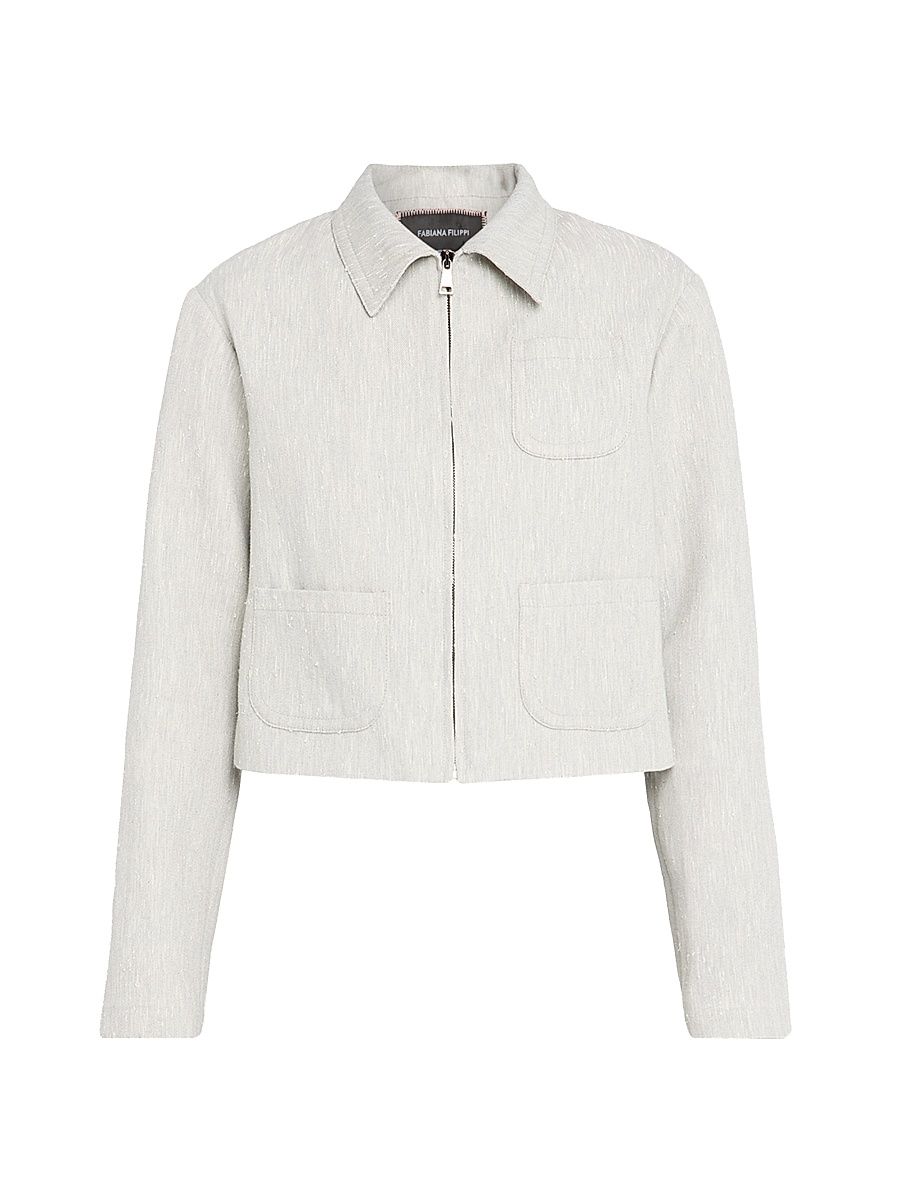 Women's Slubbed Tailoring Boxi Jacket - Ghiaccio - Size 10