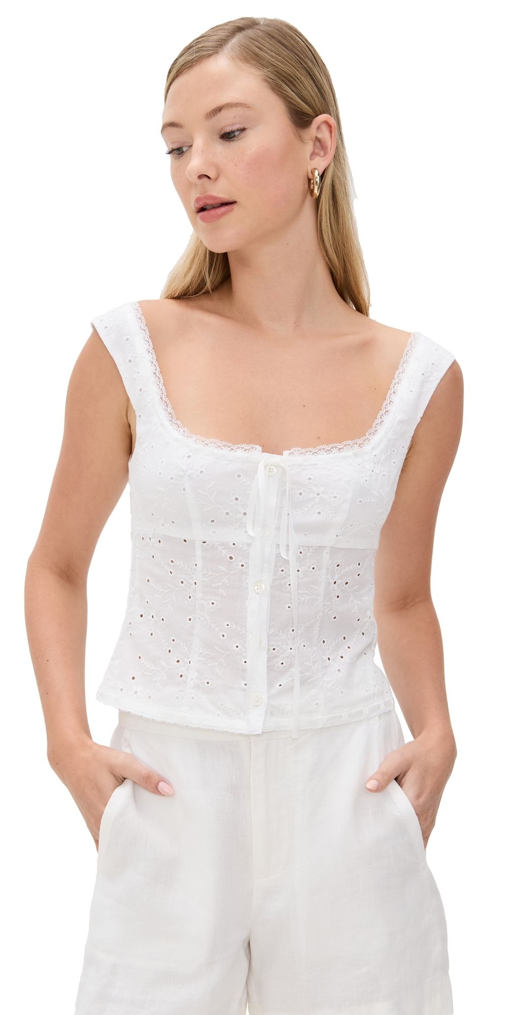 STAUD Lou Top Black Eyelet 8