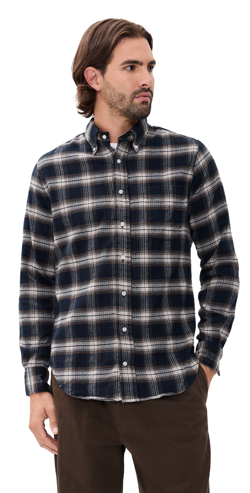 Gitman Vintage Heavy Pique Flannel Shirt Brown M
