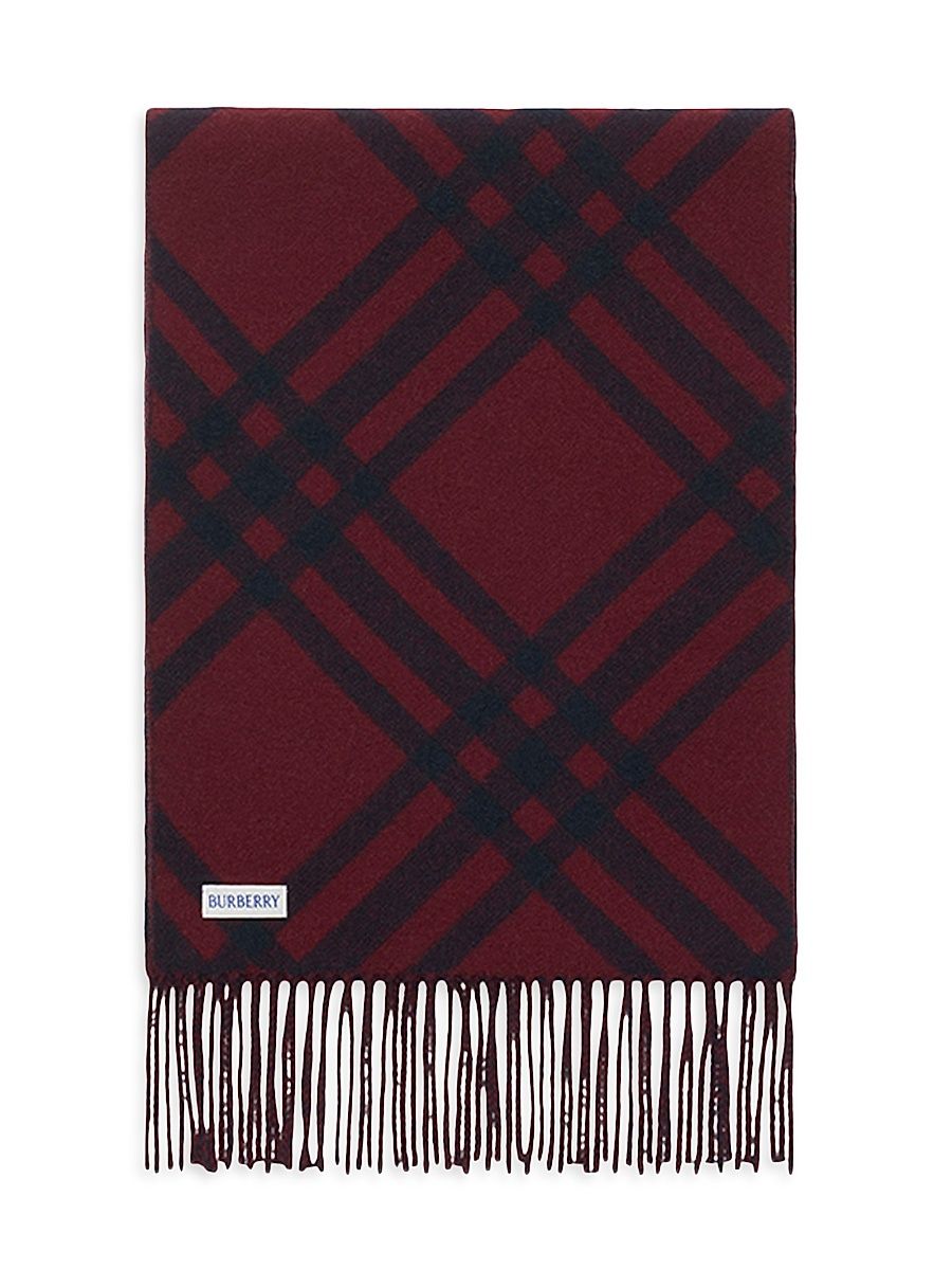 Women's Cashmere Double-Faced Plaid Scarf - Ink Blue