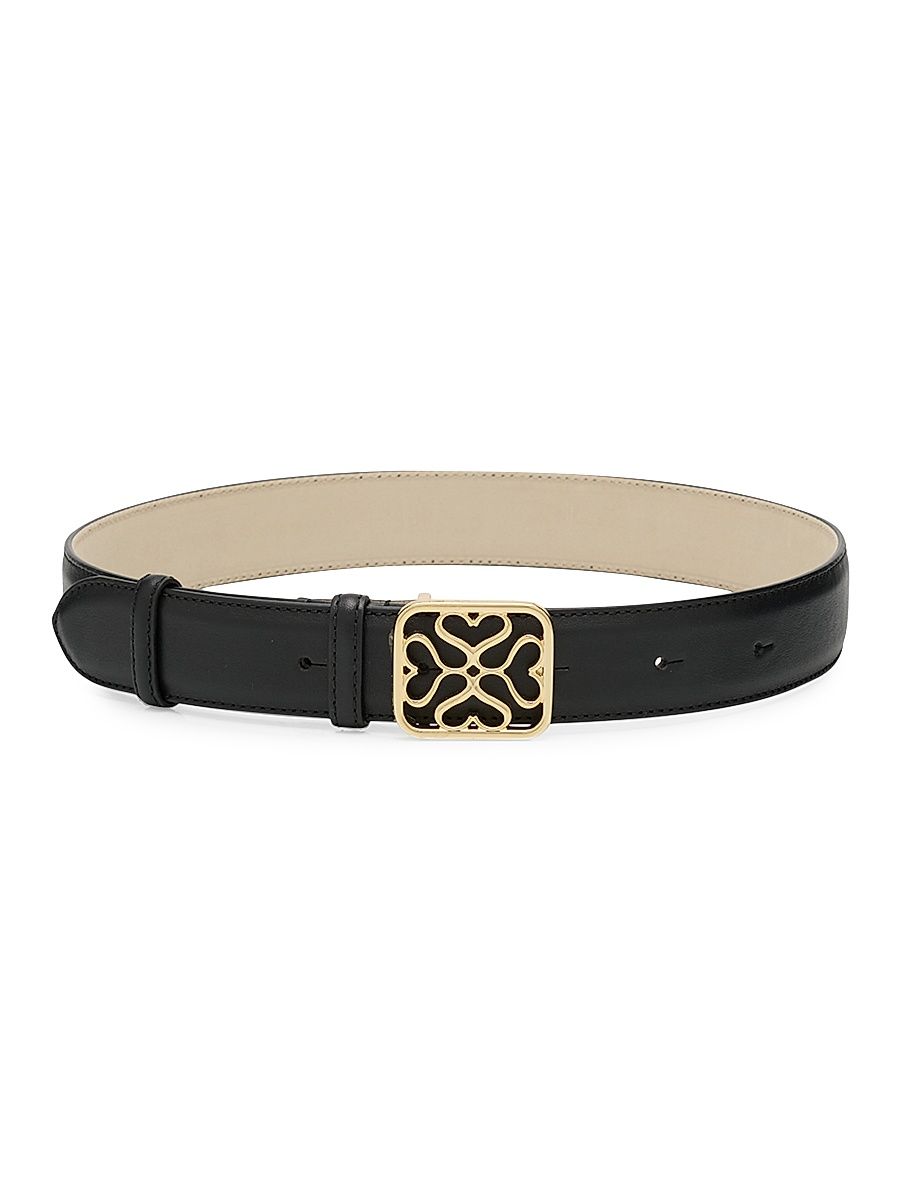 Women's Monogram Leather-Blend Wide Belt - Black - Size Large