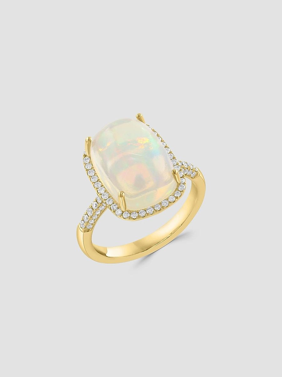 Saks Fifth Avenue Collection Women's 14K Yellow Gold, Ethiopian Opal & 0.40 TCW Diamond Halo Ring - Yellow Gold - Size 7