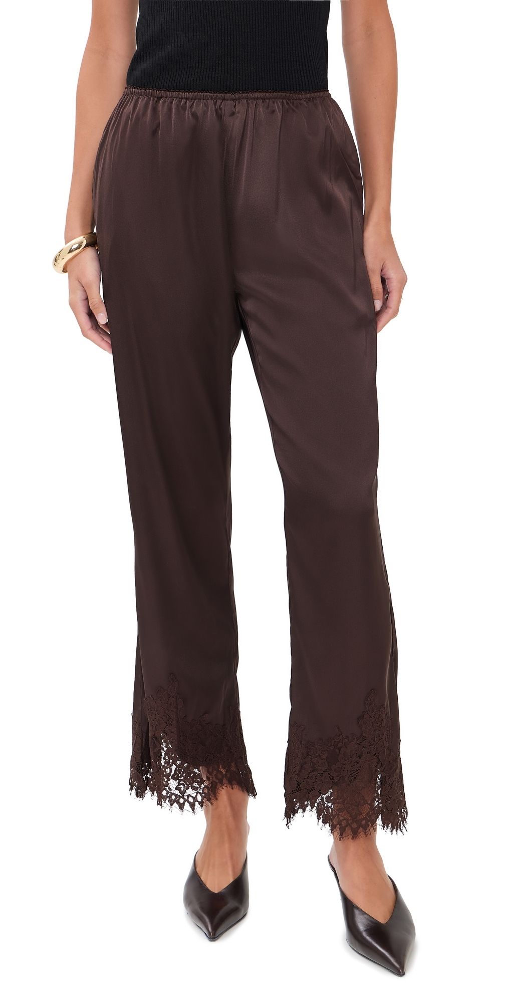 Bailey Rose Lace Trim Pants Brown L