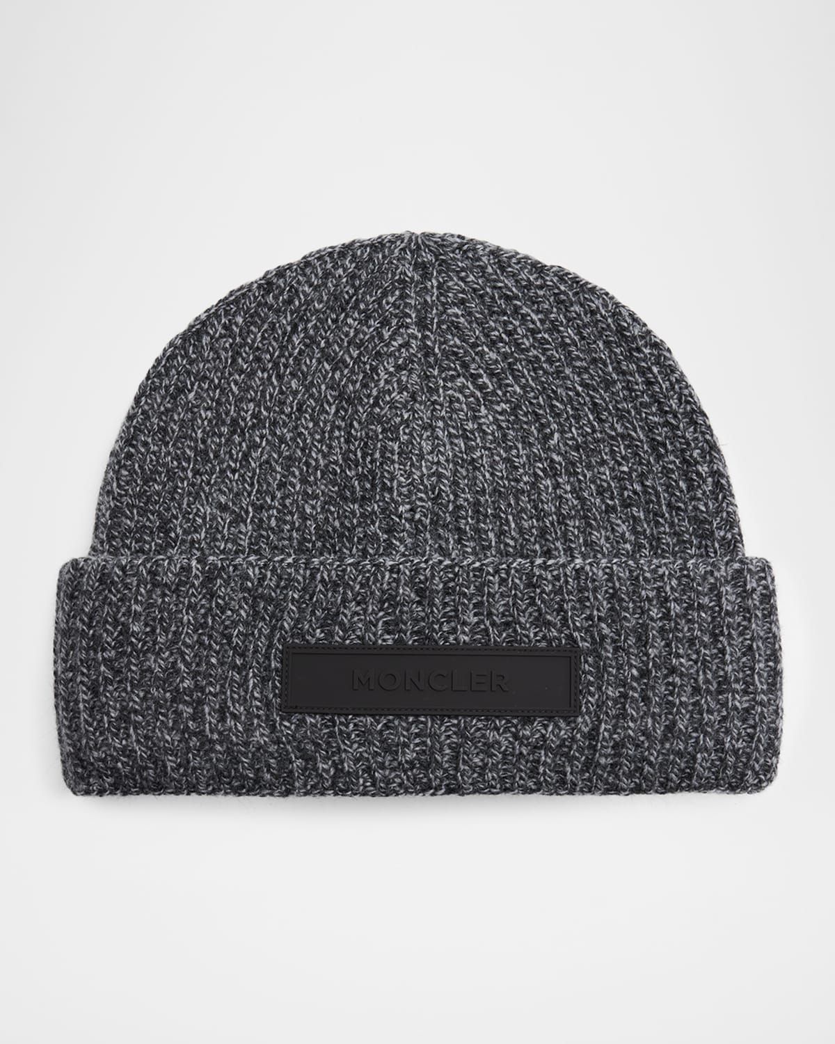 Men & apos;s Mouline Knit Rubber-Logo Beanie Hat