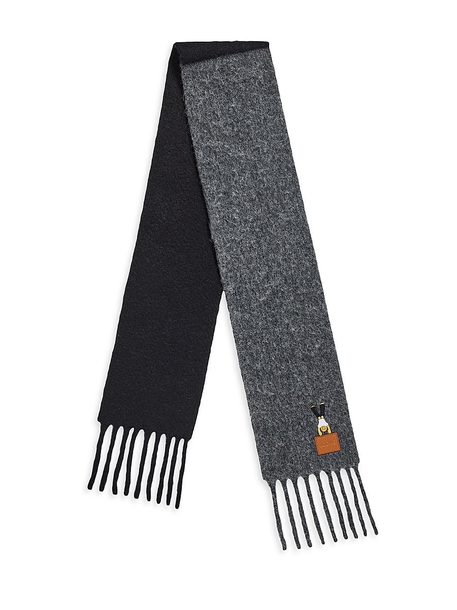 Women's Wool Two-Tone Logo Scarf - Grey