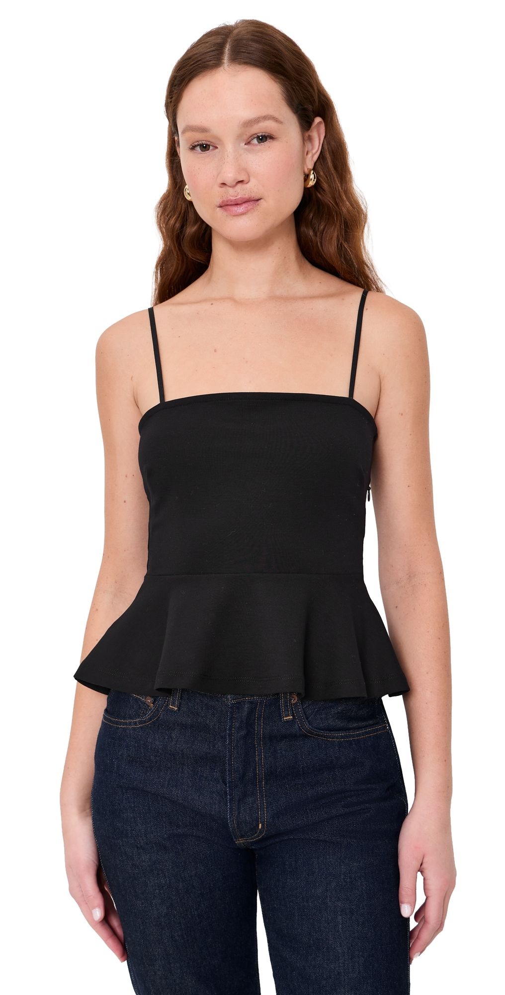 L'AGENCE Parisa Sleeveless Peplum Top Black XL