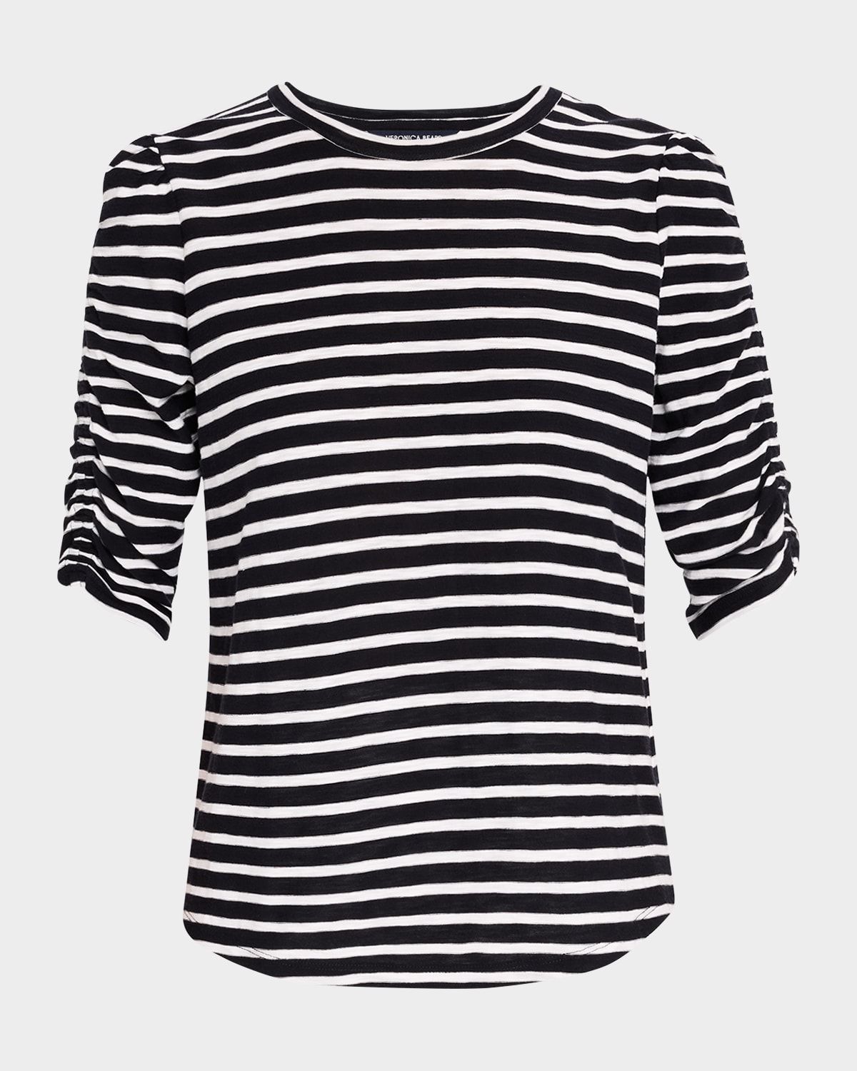Waldorf Stripe Ruched-Sleeve Tee