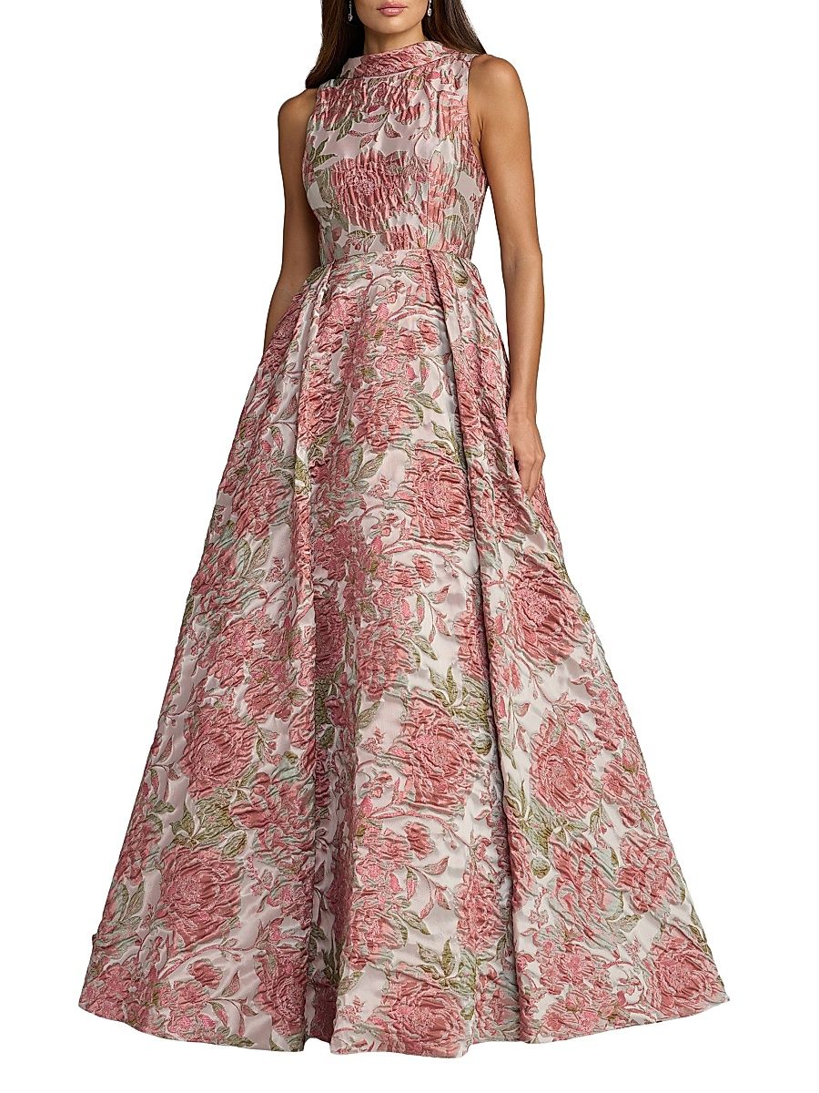 Women's Floral Brocade Gown - Rose Multi - Size 2