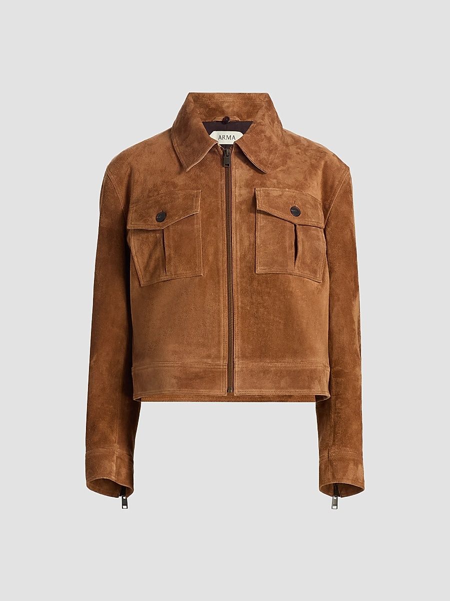 Women's Narsa Gritty Suede Jacket - Cigar - Size 14