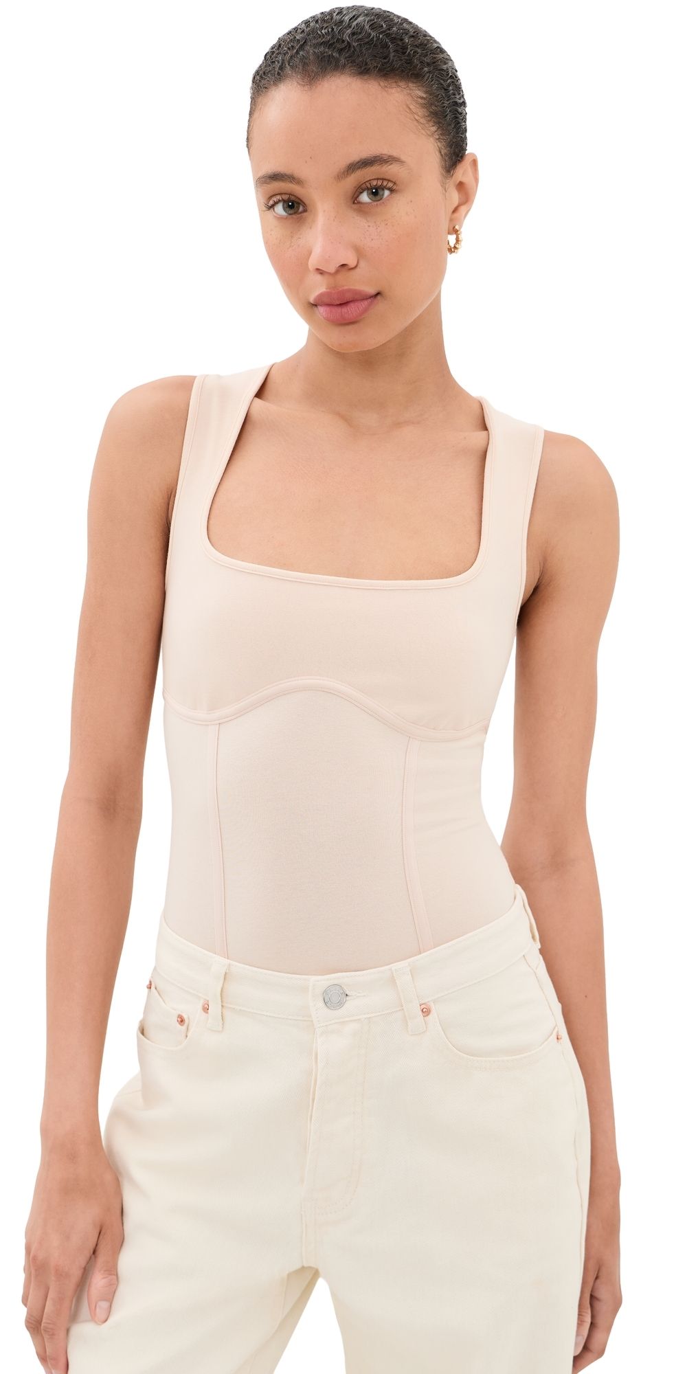 Fleur du Mal Scoop Bodysuit Tahini XL