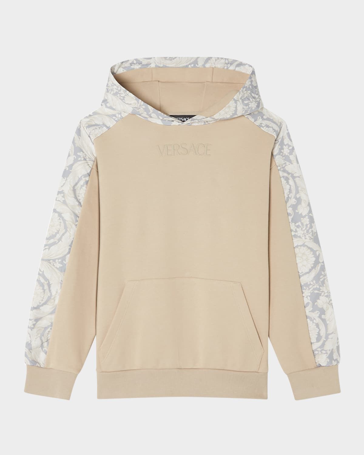 Boy & apos;s Logo-Print Hoodie W/ Barocco-Trim, Size 8-14