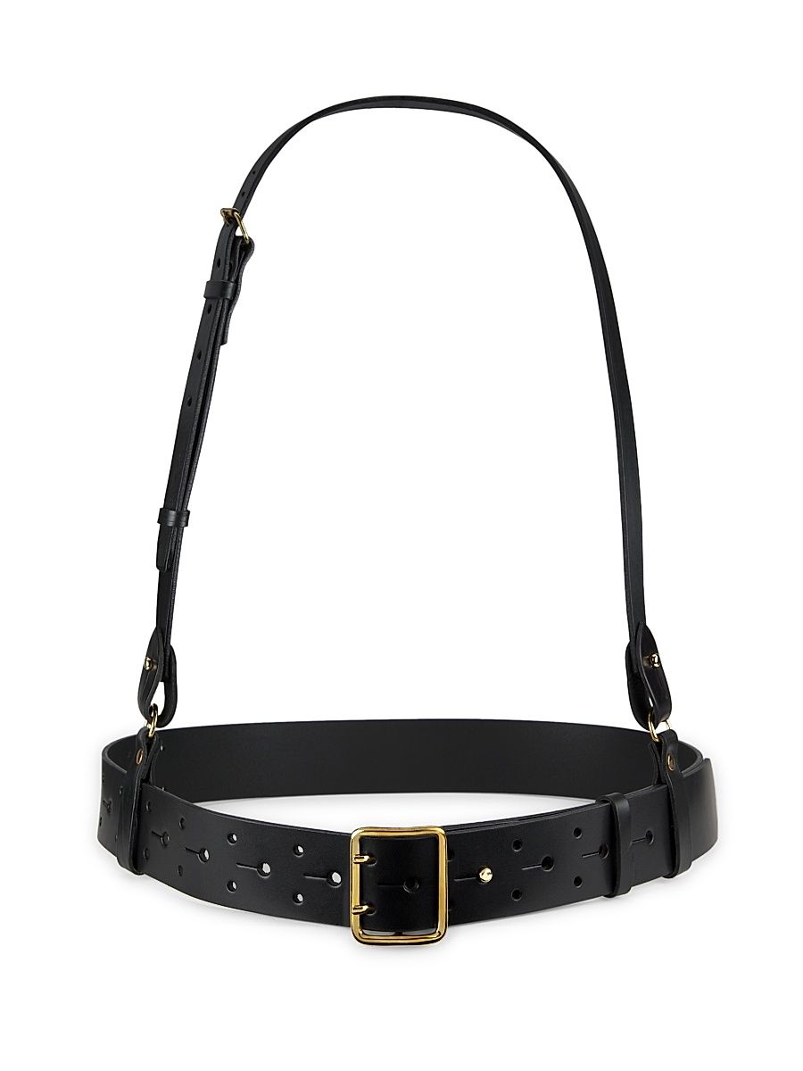 Women's Leather Harness Belt - Black