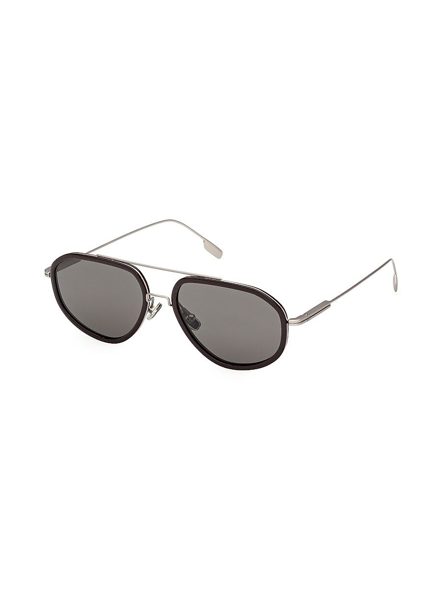 Men's 56MM Aviator Sunglasses - Brown Grey