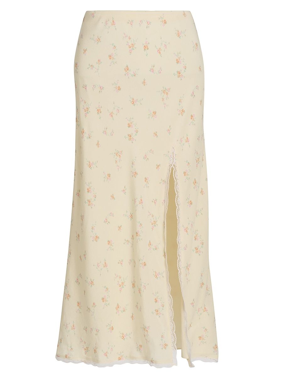 Women's Silvia Floral Slit Midi-Skirt - Lemon Haze - Size XL