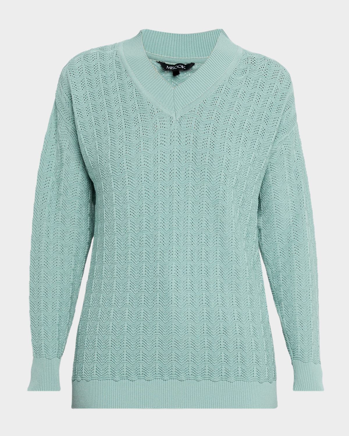 Relaxed Soft Pointelle-Knit Sweater