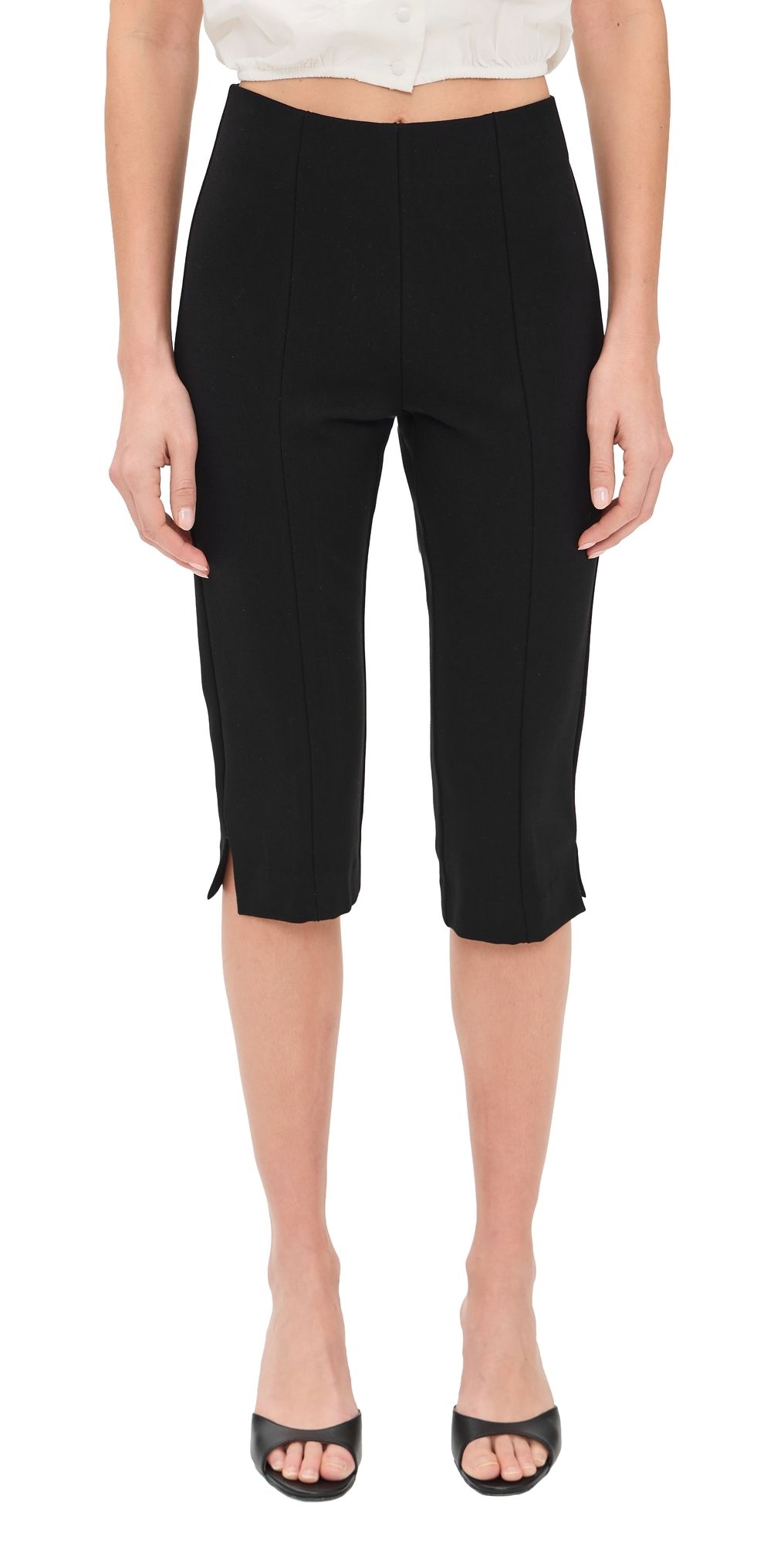 Good American Soft Stretch Ponte Pull On Capris Black001 S