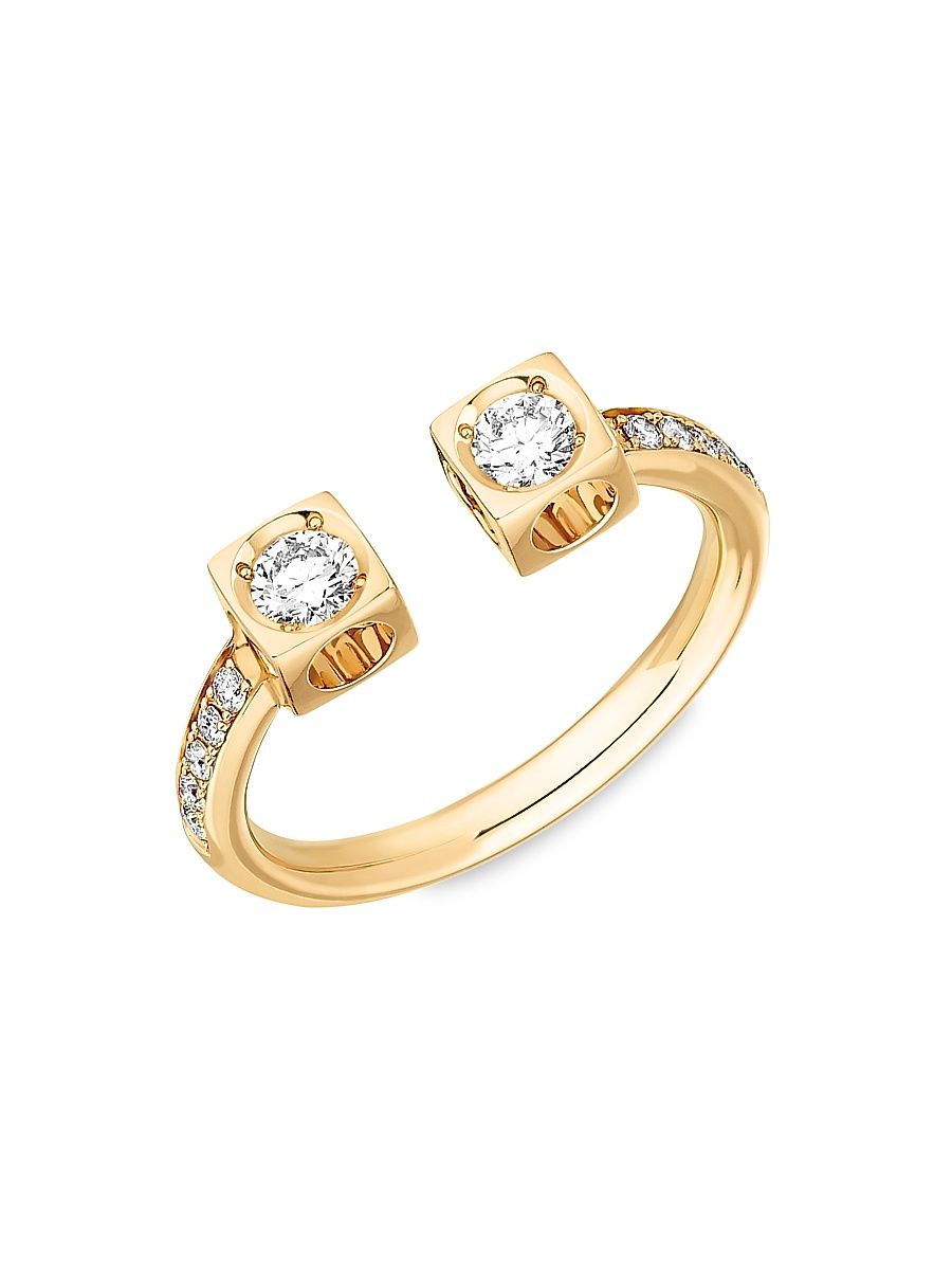 Women's Le Cube 18K Yellow Gold & Diamond Large Cuff Ring - Yellow Gold - Size 6