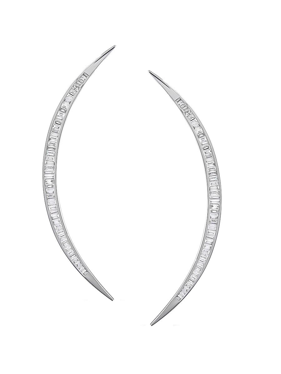 Women's Star Light Crescent 18K White Gold & 1.95 TCW Diamond Drop Earrings - White Gold