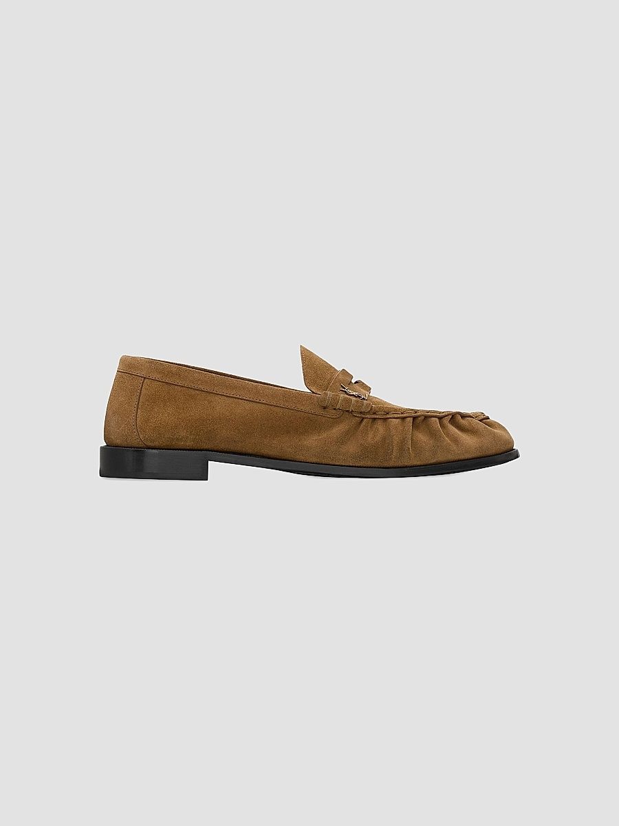 Saint Laurent Men's Men's Le Loafer Penny Slippers in Suede - Cognac - Size 12.5