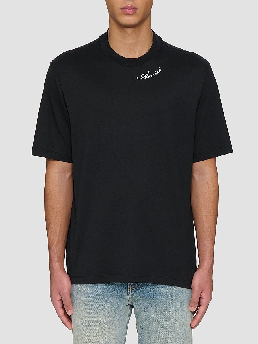Men's Script Logo Crewneck T-Shirt - Black - Size XS