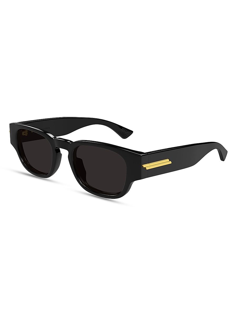 Men's Stretch Ribbon 51MM Round Sunglasses - Black