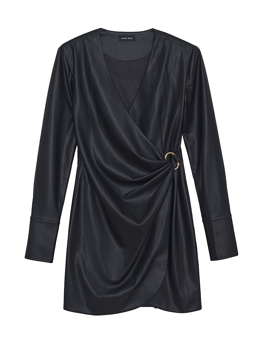 Women's Joey Draped Satin Minidress - Black - Size Medium