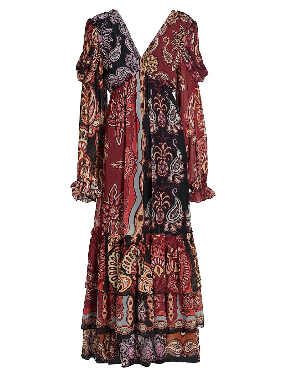 Women's Sweet Mermaids Paisley Maxi Dress - Black - Size XXS