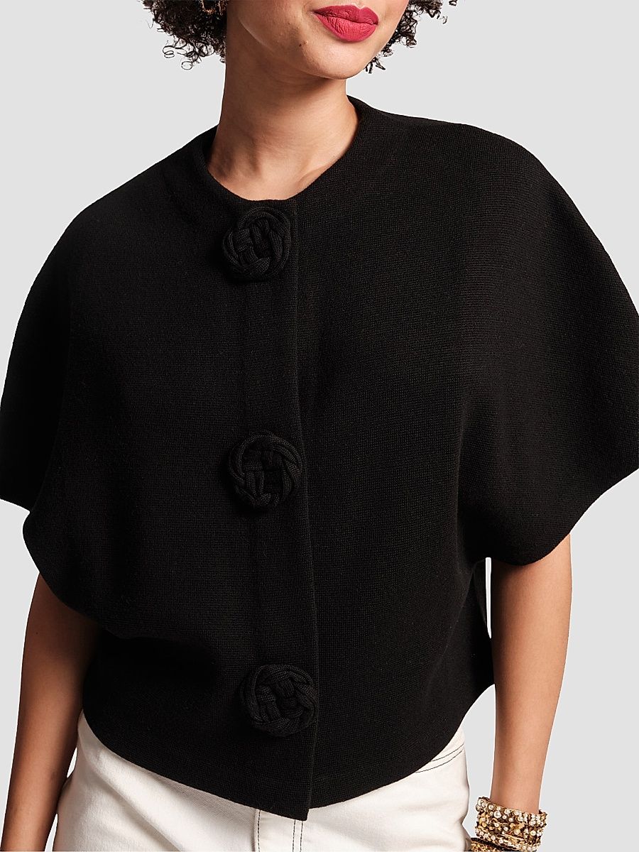 Women's Carnegie Wool Shrug - Black - Size Large